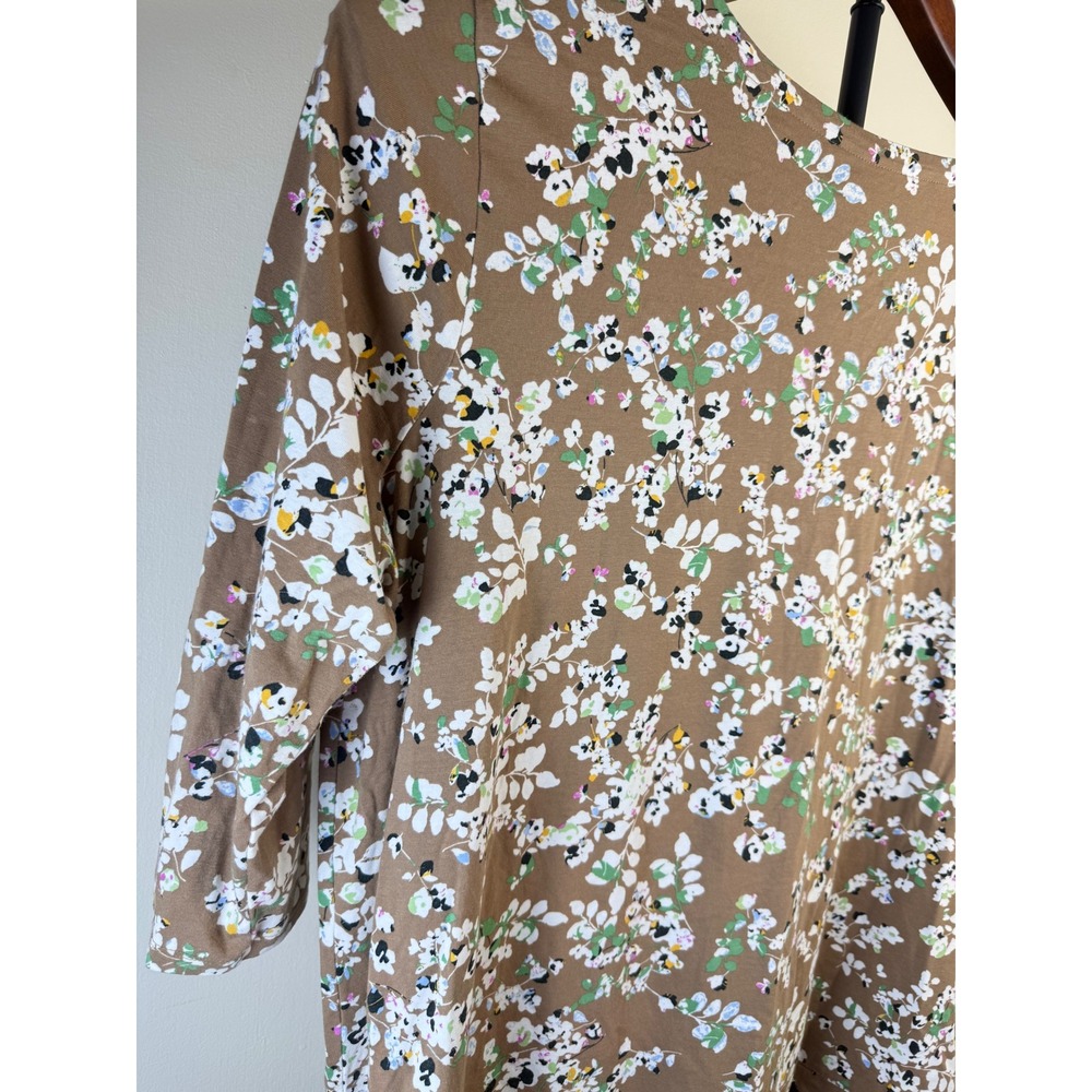 J.Jill Women Floral Crew Neck Supima Luxe Tunic Top Brown Boho sz 3X Stretch - Picture 13 of 13